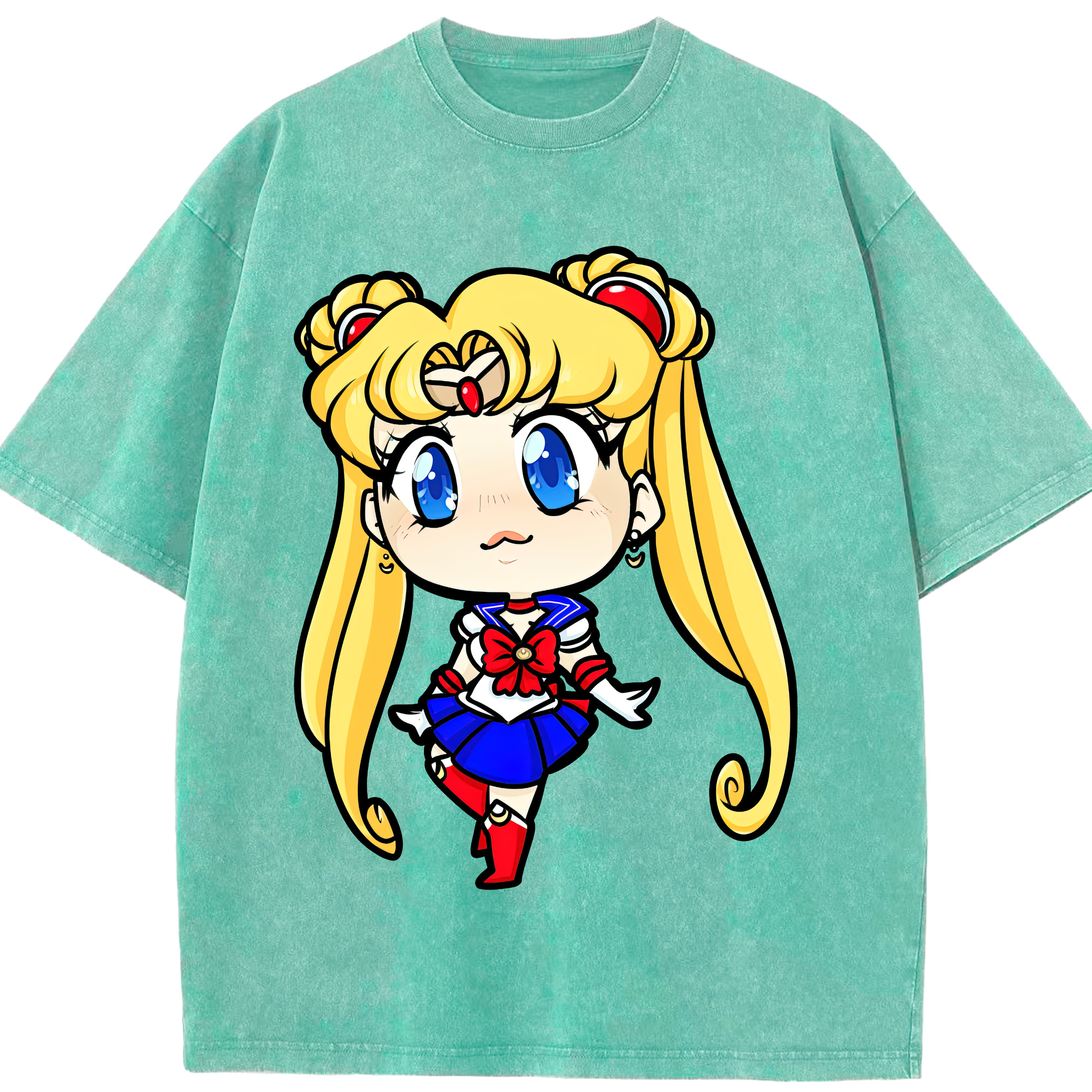 （画像用） 美少女戦士セーラームーン 月野 うさぎ つきの うさぎ Sailor Moon Tsukino Usagi 綿100% ヴィンテージ風 半袖Tシャツ（フロントプリント）